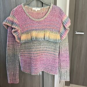 $425 LoveShackFancy Yumi Ruffle Alpaca wool Sweater S